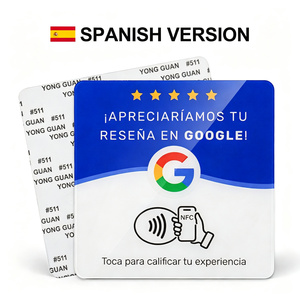 Etiqueta Adhesiva Acrílica Personalizada de 10 cm en Español, Tarjeta NFC para Reseñar en Google - Product Image 1
