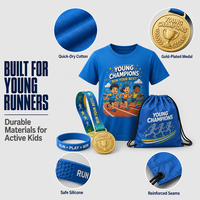 Kit événementiel personnalisé pour la course scolaire des enfants : Médaille souvenir, T-shirt, Bracelet en silicone, Autocollants de course pour enfants pour la Journée sportive scolaire