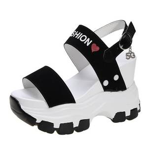 2024 Nieuwe Sleehak Sandalen Dames Zomer Net Rode Biscuit Dikke Bodem Verhoogde Open Teen Hoge Hakken - Product Image 4