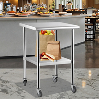 Table de travail de cuisine commerciale en acier inoxydable robuste avec pieds réglables en hauteur, finition polie, capacité de 200 kg, épaisseur de 0,8 mm, LFGB