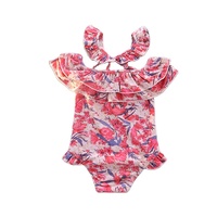 Maillots de bain pour enfants en bas âge, vente chaude, plage, petite fille, imprimé floral, volants, sans bretelles, bikini pour enfants, maillots de bain personnalisés