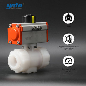 Vanne à boisseau sphérique pneumatique antistatique en PVDF de haute qualité, haute température, zéro contamination, pour eau ultrapure, vanne de nettoyage à disque, OEM - Product Image 3