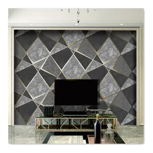 Modern Geometric Suede Wallpaper 0.53*10M/Roll Wallpaper Living Room Tv Background Foam WallPaper For Decor Supplier from China