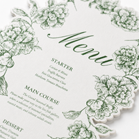 Carte de menu de mariage personnalisée découpée à la forme florale, carte en papier vintage à motif floral pour la décoration de table de banquet de mariage, réception, dîner