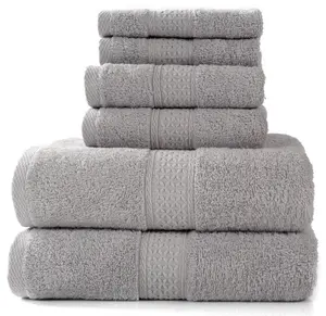 3 Pcs Thick Bath Towel Set 100% Cotton Wholesale Space Soft OEM Customized Adult Bathroom Towel Set