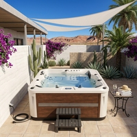 Bain à remous extérieur professionnel 4 places, 1 transat et 63 jets, pour hôtels, villas, clubs et salles de sport