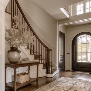 เสาบันไดแบบเกลียวทำจากไม้สำหรับโรงแรมวิลล่าอพาร์ทเมนท์ดีไซน์ยุโรปในร่ม - Product Image 1