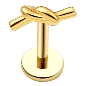 Piercing Stories 14K Or Massif Simple Noeud Push in Labret Top Nez Anneaux Fin Corps Piercing Bijoux - Product Image 1