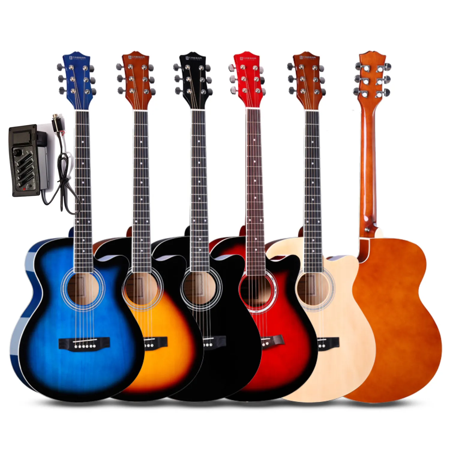 Gitar listrik akustik gitar basswood 40 inci terlaris dengan pickup 4-band untuk pemula warna-warni X-400C rakyat Caesar