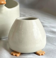 Ensemble de bols à matcha en céramique en forme de canard mignon, fait main, avec support pour fouet, accessoire pour la cérémonie du thé japonaise, cadeau