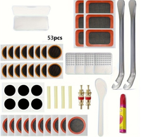 Kit de réparation de pneus de vélo portable multifonction 53 pièces, outils de réparation de pneus crevés pour le cyclisme