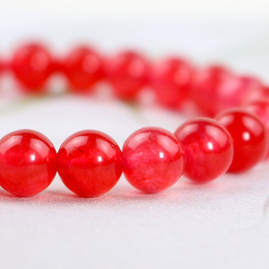 <b>Red</b> Quartzite Jade <b>Bracelet</b> 8mm Round Beads Everyday Wear Chinese Style Jewelry - Product Image 2