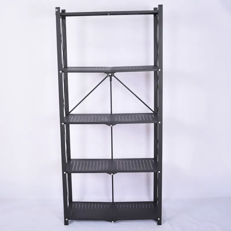Wholesale Foldable Household Shelving Units Black Painting Metal Iron Kitchen Storage Rack