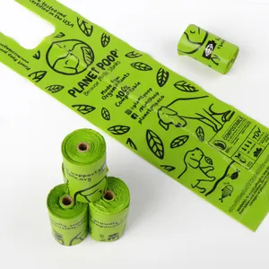 Tùy Chỉnh In Bột Bắp Dựa Phân Hủy Sinh Học Compostable Sinh Thái Thân Thiện Dog Poop Túi Trên Cuộn