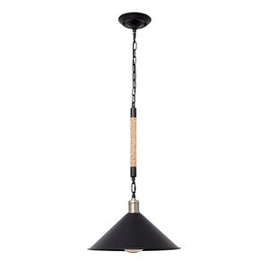 Lampada a sospensione 1xE27 nera con corda mimetica, dimensioni 36x36 cm, ideale per la decorazione di interni e ambienti accoglienti. - Product Image 1
