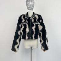 Veste en fausse fourrure chic pour femme, style streetwear, en peluche synthétique, personnalisable avec logo de marque