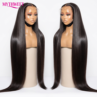 Perruque en cheveux humains lisses naturels en gros, perruque frontale en dentelle HD 13x4 avec nœuds blanchis, perruque brésilienne en cheveux humains pour femmes noires