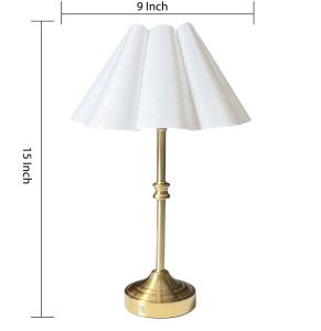 White Pleated Gold Base Table Lamp Rechargeable Led Table Lamp Rechargeable Usb Rechargeable Lamp for Home Bedroom - Product Image 6