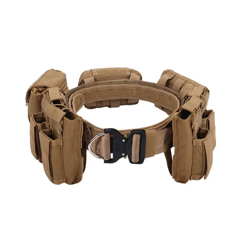 Camo ceinture d'entraînement en polyester multifonctionnelle robuste avec pochettes ceinture tactique réglable