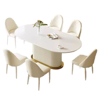 Ensemble de table à manger de luxe 6 pièces en acier inoxydable doré et suite de chaises en marbre meubles de maison de style moderne