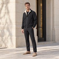 Ensemble de survêtement 3 pièces pour homme : veste zippée réversible, t-shirt à manches longues en coton mercerisé doux et pantalon chino extensible – OEM personnalisé en stock