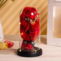 Vente directe d'usine : Rose en savon acrylique sous dôme avec lumière LED, idéale pour la remise des diplômes, la Saint-Valentin et Pâques