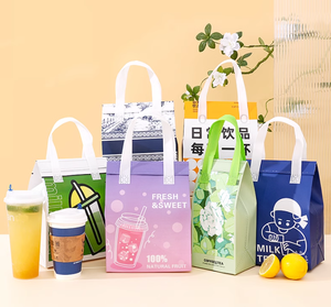 Borsa termica colorata e isolata per tè al latte e caffè borsa da pranzo cibo da asporto in alluminio <span class=keywords><strong>con</strong></span> stampa di marca - Product Image 1