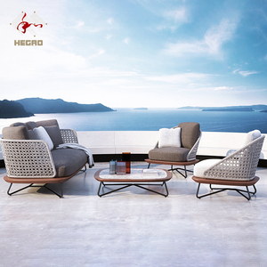 Moderno de gama alta de 5 estrellas Hotel Resort muebles de exterior conjunto de jardín <span class=keywords><strong>mesa</strong></span> de centro sofá con cuerda Material para patio uso en Parque - Product Image 1