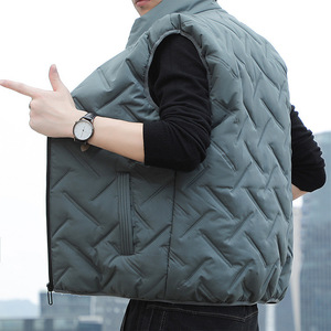 Vendita calda gilet con collo alto da <span class=keywords><strong>uomo</strong></span> <span class=keywords><strong>nero</strong></span> gilet invernale Plus Size all'ingrosso giacca con cerniera - Product Image 3