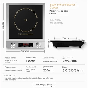 OEM Portable Electric 3500W Concave Induction <b>Cooker</b> Fast Speed Commercial <b>Knob</b> Control Stainless Steel Kitchen Cooktop Battery - Product Image 3