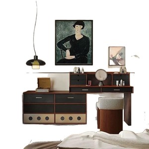 French Retro Style Dressing <b>Table</b> With Drawer Cabinet Extendable Solid Wood Bedroom <b>Makeup</b> Vanity Storage Unit - Product Image 5