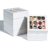 JCXGRVC 55 pièces Boîtes à pâtisserie en carton 6x6x2 avec fenêtre pour gâteaux, macarons, tartes, truffes et chocolats