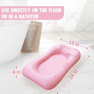 Alfombrilla de Baño Inflable Rosa para Bebé, Plegable y Portátil, para Viajes y Uso en el Hogar - Product Image 3