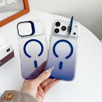 Coque de téléphone magnétique dégradée en gros avec support de cadre d'appareil photo pour iPhone 17 Air 17 16 15 Pro Max, compatible avec la charge sans fil
