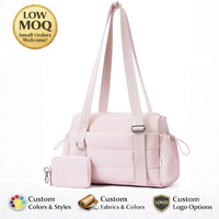 Tas Gym Mini 2-in-1 Kasual Berlapis Quilted Custom, Set Dompet Koin, Kapasitas Besar, Lipat, Untuk Olahraga, Tari, Yoga, Tote Duffel