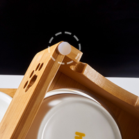 Bol double en céramique pour chat et chien, support antidérapant en bambou, table à manger, protection des vertèbres cervicales, fournitures pour animaux de compagnie