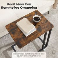 Table d'appoint moderne de luxe en métal et bois en forme de C avec roulettes réglables, meuble mobile et écologique pour salon et chambre à coucher