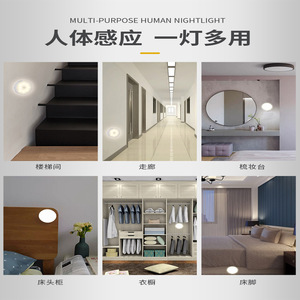 Solar-powered <b>sensor</b> <b>light</b>, USB rechargeable, human body <b>sensor</b> magnetic, for cabinets, bedside, and bedroom nightlights; - Product Image 3