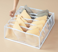 Kualitas tinggi persegi panjang dilipat Mesh laci pembagi kanvas kain penyimpanan organizer untuk pakaian dalam Jeans t-shirt