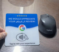 Autocollant de table en acrylique 12 cm, carte de commentaires NFC NFC213 13,56 MHz, support pour réseaux sociaux, avec support adhésif, pour les commentaires Google