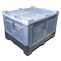 Grande boîte à palette en plastique pliable, empilable, étanche, de qualité alimentaire, écologique, à 4 entrées, pour fruits et légumes