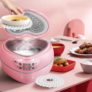Mini cuiseur à riz rose en forme de cœur - Cuiseur à riz intelligent pour 1 à 2 personnes, design mignon en forme de cœur pour la maison, le dortoir, facile à nettoyer - Product Image 3