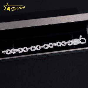 Venta caliente 925 Joyería de diamantes de laboratorio de plata Iced Out Custom VVS Moissnaite Hip Hop joyería 15MM <span class=keywords><strong>Inifity</strong></span> Link pulsera cubana hombres - Product Image 5