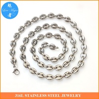 Collier en Chaîne à Perles de Grains de Café en Acier Inoxydable Poli pour Femmes, Couleur Argent, Bijoux à la Mode pour Femmes
