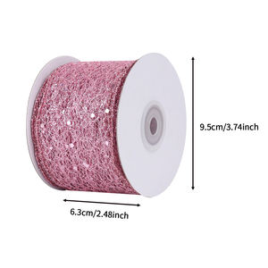 Stok keluaran baru 2.5 inci 63mm karangan bunga liburan kerajinan hadiah pembungkus Natal Glitter jala pita kabel <span class=keywords><strong>10</strong></span> yard untuk dekorasi - Product Image 2
