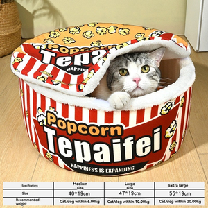 Nouveau Lit Douillet pour Chat et <span class=keywords><strong>Chien</strong></span> en Forme de Donut <span class=keywords><strong>avec</strong></span> Coussin Amovible – Idéal pour l'Intérieur – Couleur Unie – Nid de Sommeil Confortable pour Chaton - Product Image 5