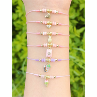 Bracelet à breloques pour filles tendance CH-CKT0778, bracelet pendentif enfant fille couleur CZ en gros, bracelet en corde réglable, bijoux