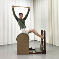 Baril d'escalade Pilates en bois couleur noyer, réglable, durable et portable, pour soulagement des douleurs dorsales et flexibilité de la colonne vertébrale