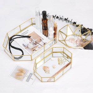 Mirror Tray Storage Table Perfume Vanity Home Decor Round Jewelry Luxury Gold Glass Acrylic Metal Serving Decorative Mirror Tray