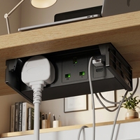Hub d'alimentation escamotable pour bureau avec prises de type G, chargeur USB-C PD, 2 prises UK et protection enfant